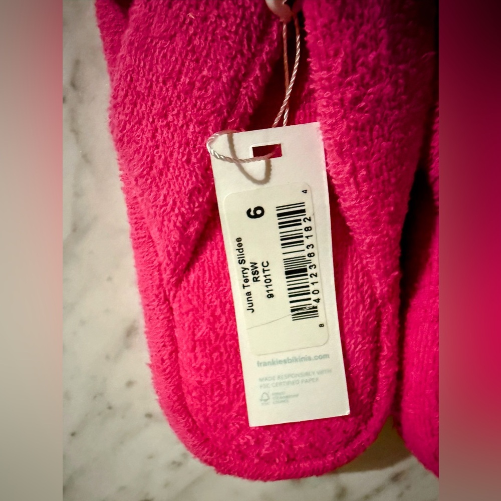 Frankie's Bikinis Pink Terry Slides